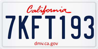 CA license plate 7KFT193