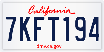 CA license plate 7KFT194