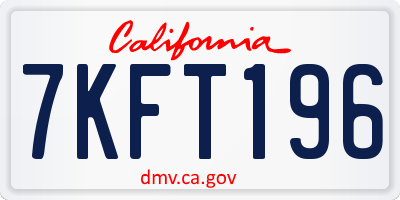CA license plate 7KFT196
