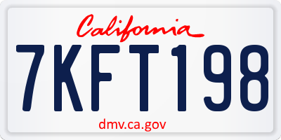 CA license plate 7KFT198