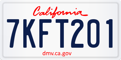 CA license plate 7KFT201