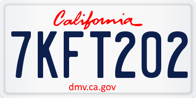 CA license plate 7KFT202