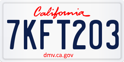 CA license plate 7KFT203