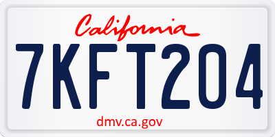 CA license plate 7KFT204