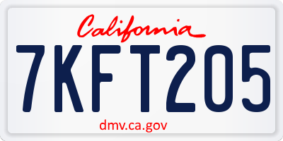 CA license plate 7KFT205