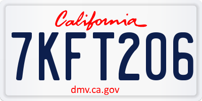 CA license plate 7KFT206
