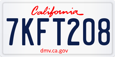 CA license plate 7KFT208