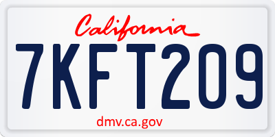 CA license plate 7KFT209
