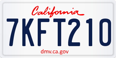 CA license plate 7KFT210