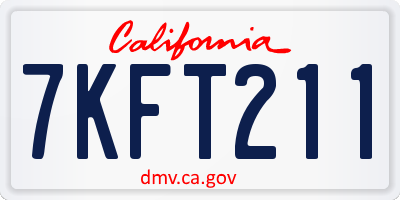 CA license plate 7KFT211