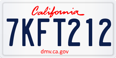CA license plate 7KFT212