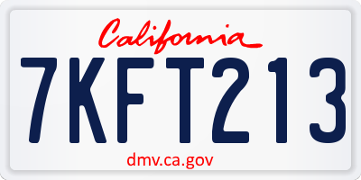 CA license plate 7KFT213