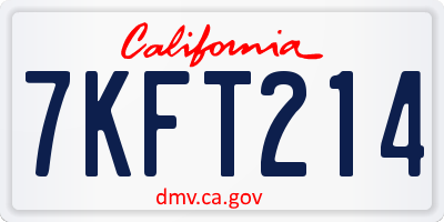 CA license plate 7KFT214