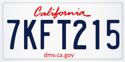 CA license plate 7KFT215