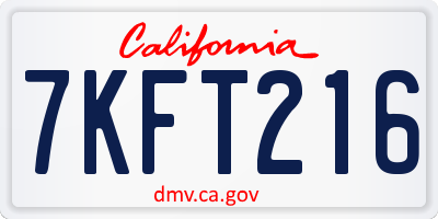 CA license plate 7KFT216