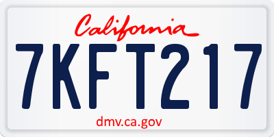 CA license plate 7KFT217