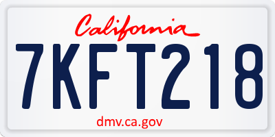 CA license plate 7KFT218