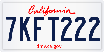 CA license plate 7KFT222
