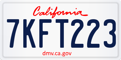 CA license plate 7KFT223