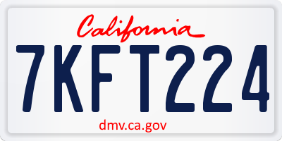 CA license plate 7KFT224