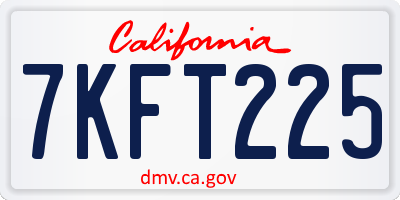 CA license plate 7KFT225