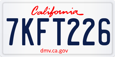 CA license plate 7KFT226