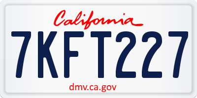 CA license plate 7KFT227