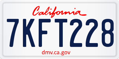 CA license plate 7KFT228