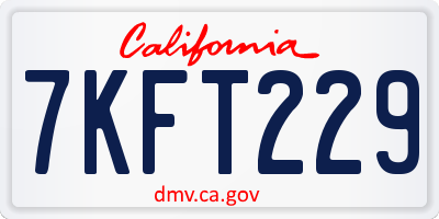 CA license plate 7KFT229