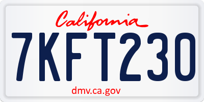 CA license plate 7KFT230