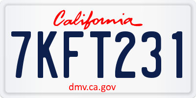 CA license plate 7KFT231