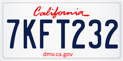 CA license plate 7KFT232