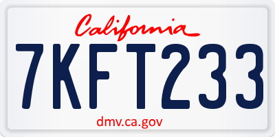 CA license plate 7KFT233
