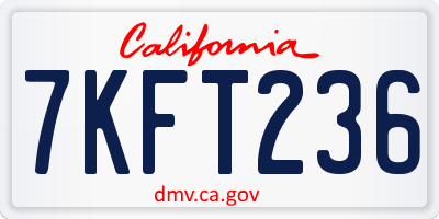 CA license plate 7KFT236