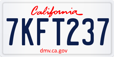 CA license plate 7KFT237