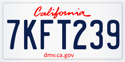 CA license plate 7KFT239