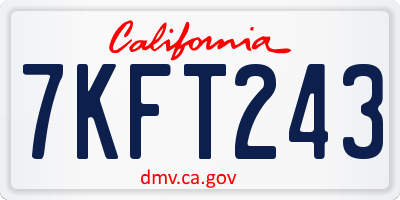 CA license plate 7KFT243
