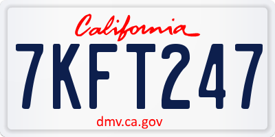 CA license plate 7KFT247