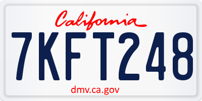 CA license plate 7KFT248