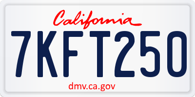 CA license plate 7KFT250