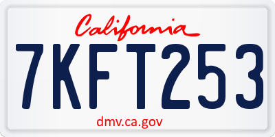 CA license plate 7KFT253