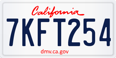 CA license plate 7KFT254