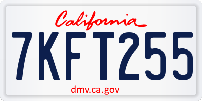 CA license plate 7KFT255