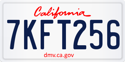 CA license plate 7KFT256