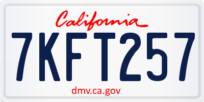 CA license plate 7KFT257