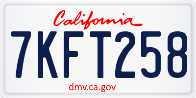 CA license plate 7KFT258