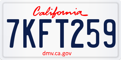 CA license plate 7KFT259