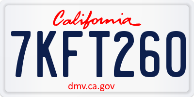 CA license plate 7KFT260