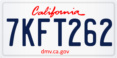 CA license plate 7KFT262