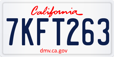 CA license plate 7KFT263